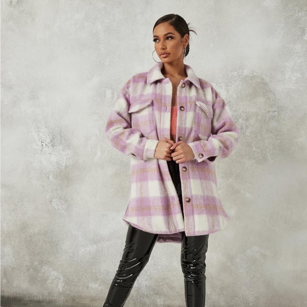 Lilac Plaid Brushed Shacket
